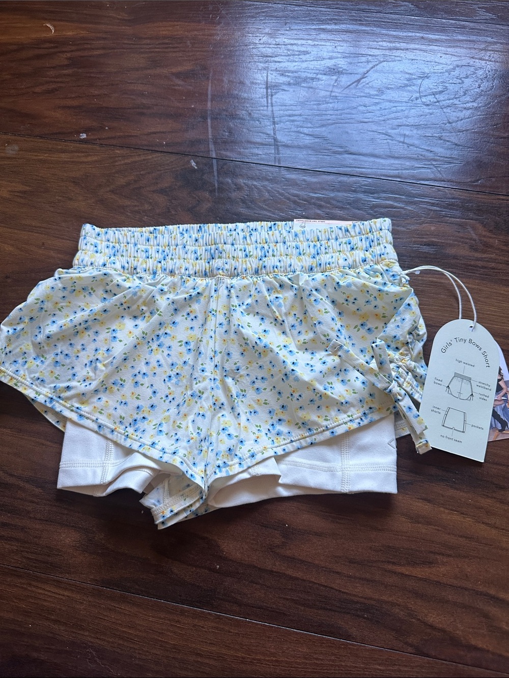 Girls Yellow Floral Layered Shorts